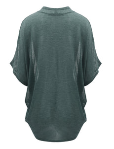 WSK1528 Womens Short Sleeve Open-Front Batwing Cardigan