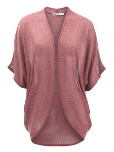 WSK1528 Womens Short Sleeve Open-Front Batwing Cardigan