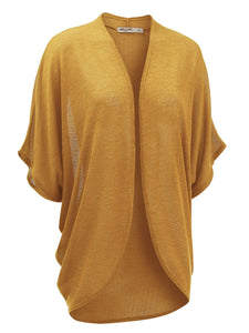 WSK1528 Womens Short Sleeve Open-Front Batwing Cardigan