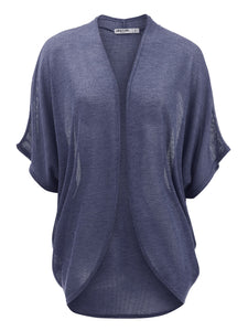 WSK1528 Womens Short Sleeve Open-Front Batwing Cardigan