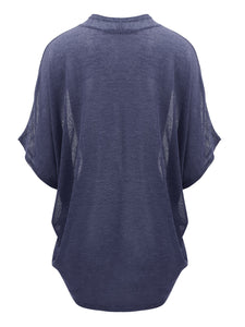 WSK1528 Womens Short Sleeve Open-Front Batwing Cardigan