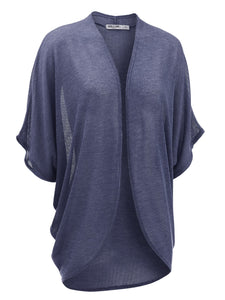 WSK1528 Womens Short Sleeve Open-Front Batwing Cardigan