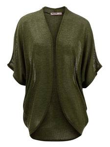 WSK1528 Womens Short Sleeve Open-Front Batwing Cardigan