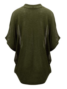 WSK1528 Womens Short Sleeve Open-Front Batwing Cardigan