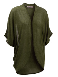 WSK1528 Womens Short Sleeve Open-Front Batwing Cardigan