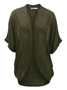 WSK1528 Womens Short Sleeve Open-Front Batwing Cardigan