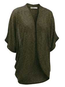 WSK1528 Womens Short Sleeve Open-Front Batwing Cardigan