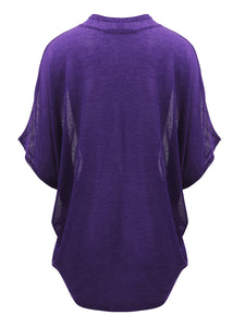 WSK1528 Womens Short Sleeve Open-Front Batwing Cardigan