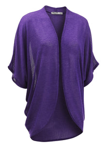 WSK1528 Womens Short Sleeve Open-Front Batwing Cardigan