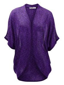 WSK1528 Womens Short Sleeve Open-Front Batwing Cardigan
