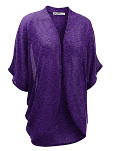 WSK1528 Womens Short Sleeve Open-Front Batwing Cardigan