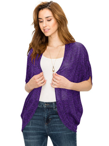 WSK1528 Womens Short Sleeve Open-Front Batwing Cardigan
