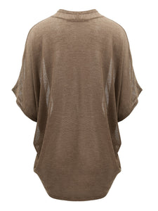 WSK1528 Womens Short Sleeve Open-Front Batwing Cardigan