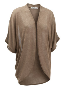 WSK1528 Womens Short Sleeve Open-Front Batwing Cardigan