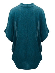 WSK1528 Womens Short Sleeve Open-Front Batwing Cardigan