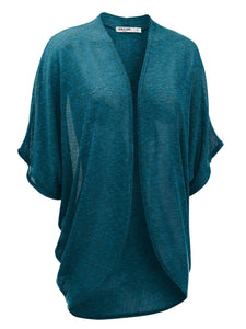 WSK1528 Womens Short Sleeve Open-Front Batwing Cardigan