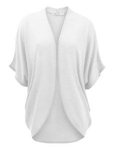 WSK1528 Womens Short Sleeve Open-Front Batwing Cardigan