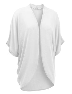 WSK1528 Womens Short Sleeve Open-Front Batwing Cardigan