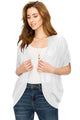 WSK1528 Womens Short Sleeve Open-Front Batwing Cardigan