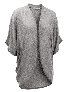 WSK1528 Womens Short Sleeve Open-Front Batwing Cardigan