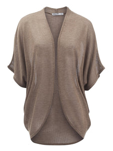 WSK1528 Womens Short Sleeve Open-Front Batwing Cardigan