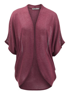 WSK1528 Womens Short Sleeve Open-Front Batwing Cardigan