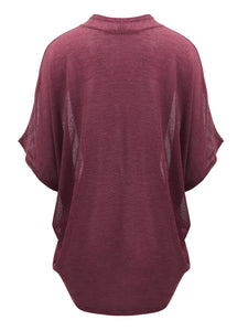 WSK1528 Womens Short Sleeve Open-Front Batwing Cardigan