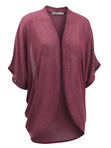 WSK1528 Womens Short Sleeve Open-Front Batwing Cardigan