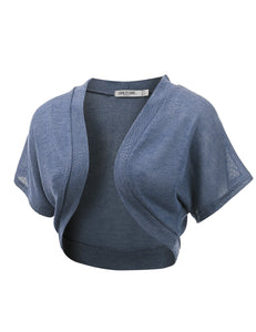 WSK1529 Womens Short Sleeve Shrug Open Cardigan