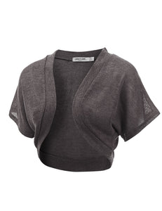 WSK1529 Womens Short Sleeve Shrug Open Cardigan