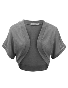 WSK1529 Womens Short Sleeve Shrug Open Cardigan