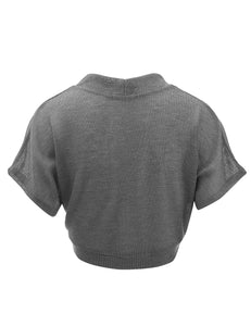 WSK1529 Womens Short Sleeve Shrug Open Cardigan