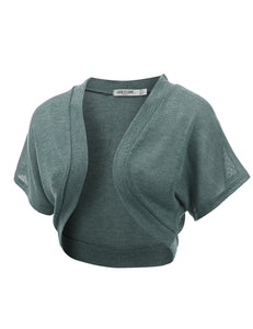 WSK1529 Womens Short Sleeve Shrug Open Cardigan