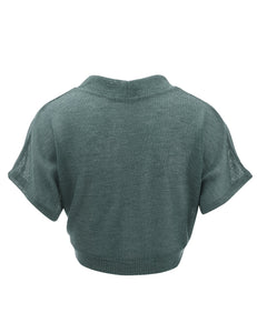 WSK1529 Womens Short Sleeve Shrug Open Cardigan