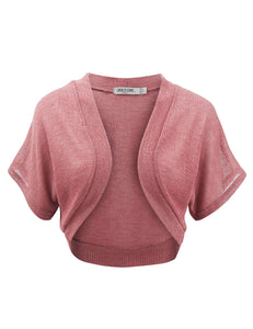 WSK1529 Womens Short Sleeve Shrug Open Cardigan