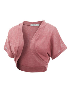 WSK1529 Womens Short Sleeve Shrug Open Cardigan