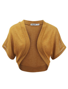 WSK1529 Womens Short Sleeve Shrug Open Cardigan