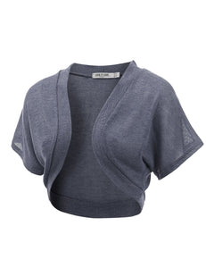 WSK1529 Womens Short Sleeve Shrug Open Cardigan