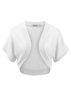 WSK1529 Womens Short Sleeve Shrug Open Cardigan