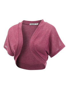 WSK1529 Womens Short Sleeve Shrug Open Cardigan