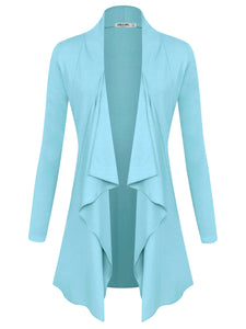 WSK2105 Women's Drape Front Open Cardigan Long Sleeve Irregular Hem