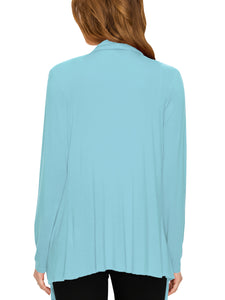 WSK2105 Women's Drape Front Open Cardigan Long Sleeve Irregular Hem