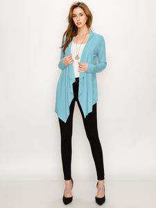 WSK2105 Women's Drape Front Open Cardigan Long Sleeve Irregular Hem
