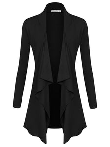 WSK2105 Women's Drape Front Open Cardigan Long Sleeve Irregular Hem