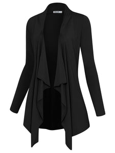 WSK2105 Women's Drape Front Open Cardigan Long Sleeve Irregular Hem