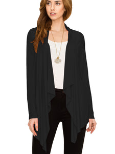 WSK2105 Women's Drape Front Open Cardigan Long Sleeve Irregular Hem