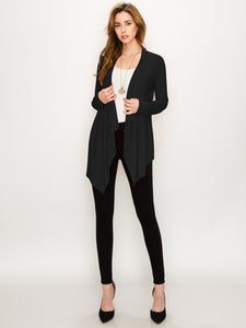 WSK2105 Women's Drape Front Open Cardigan Long Sleeve Irregular Hem