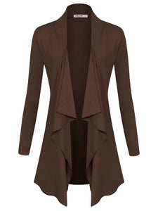 WSK2105 Women's Drape Front Open Cardigan Long Sleeve Irregular Hem