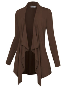 WSK2105 Women's Drape Front Open Cardigan Long Sleeve Irregular Hem