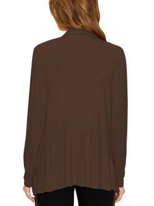 WSK2105 Women's Drape Front Open Cardigan Long Sleeve Irregular Hem
